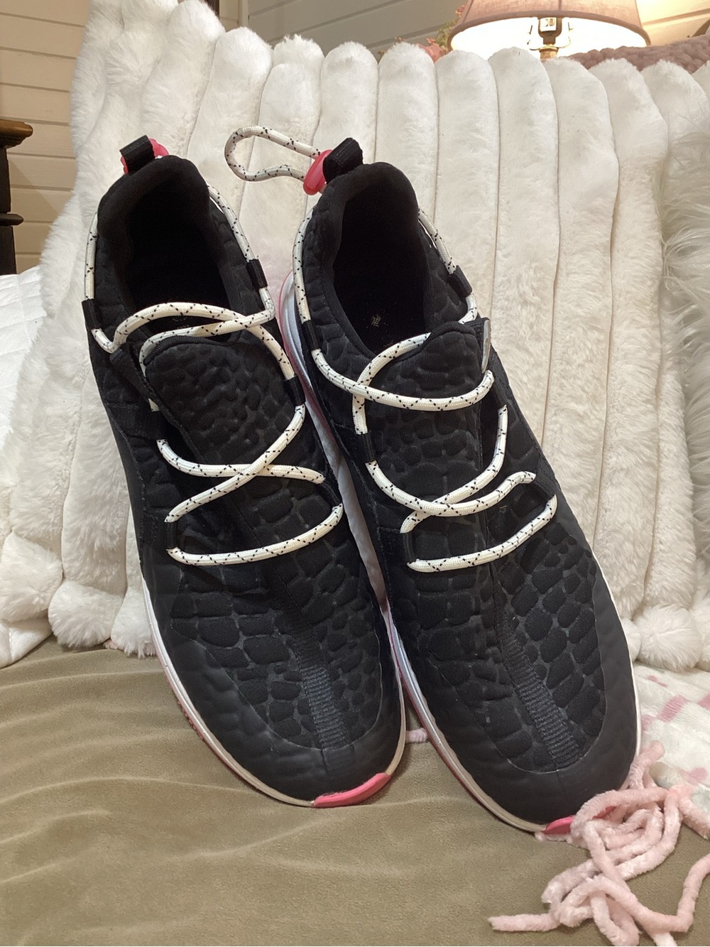 Nurture by Lamaze Black Athletic Slip-On Sneakers with Pink Accents